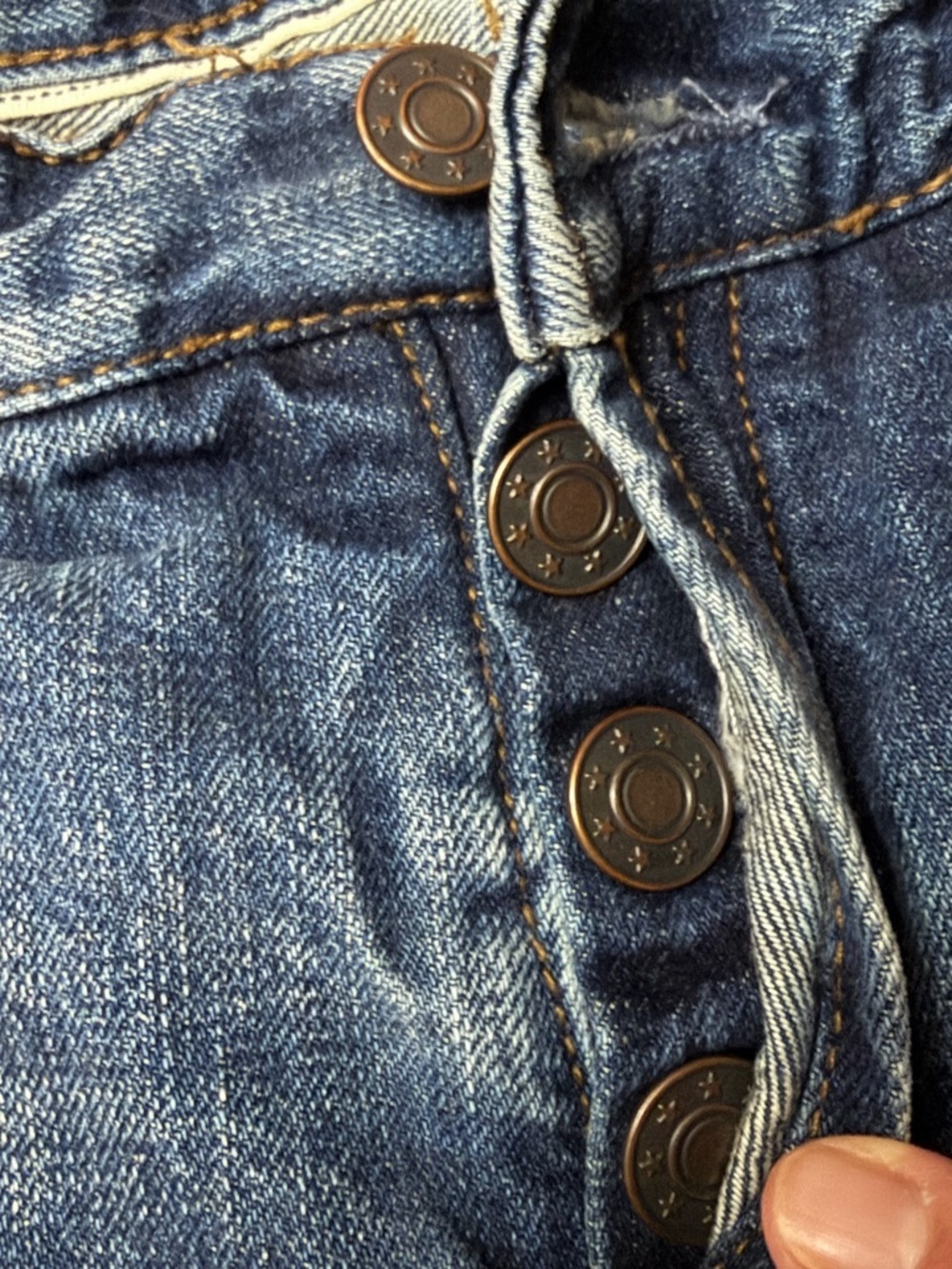 Free People Distressed Hem Medium Blue Wide-Leg Jeans 61855-16515125 - Picture 4 of 9